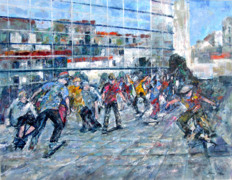 Patinant davant del museu